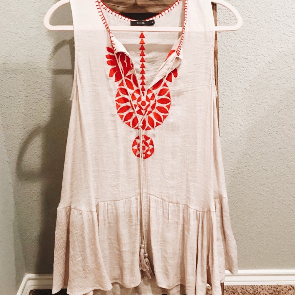 THML cream and red tunic
